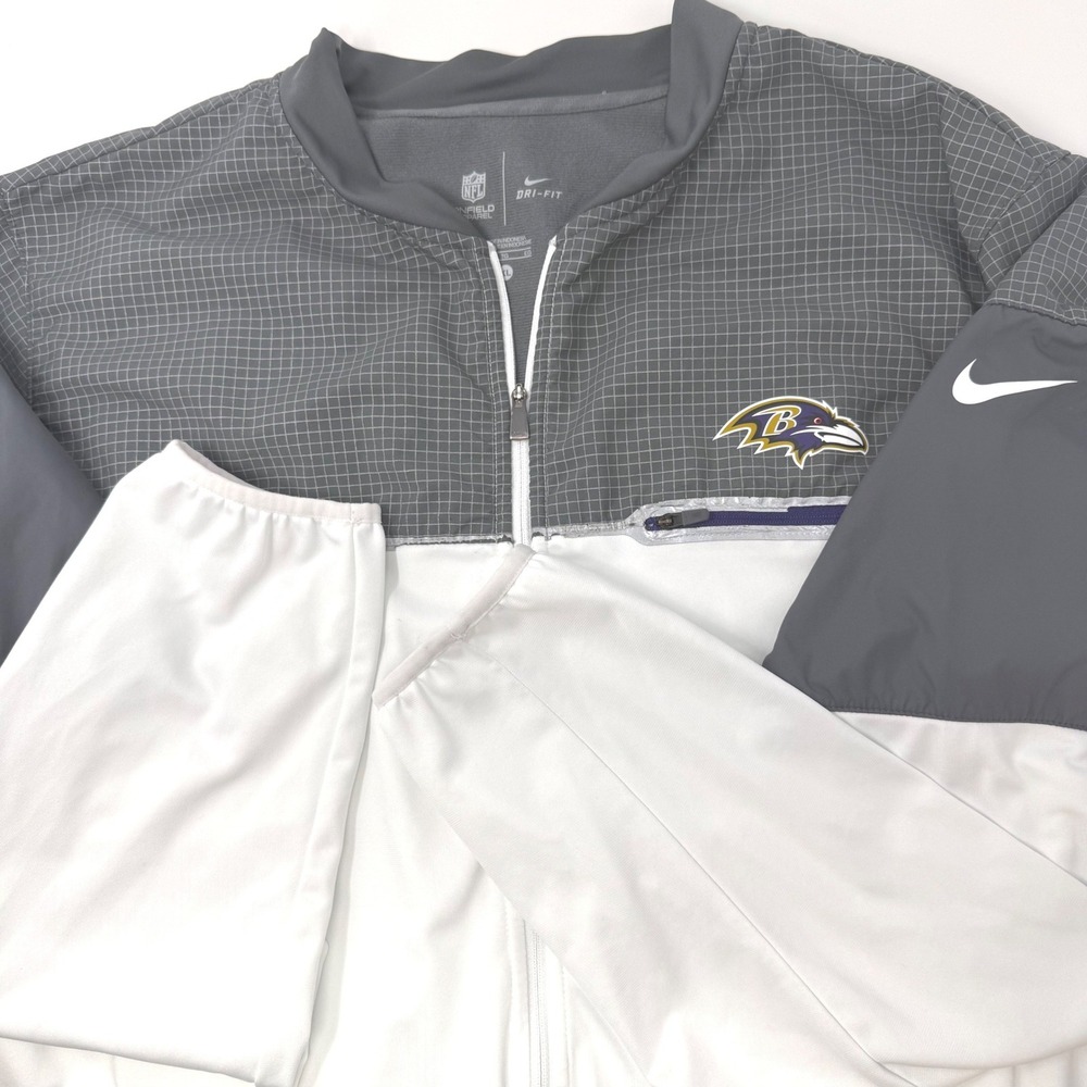 Nike NFL Baltimore Ravens Onfield Dri-FIT‎ Full Zip Jacket Mens XL White